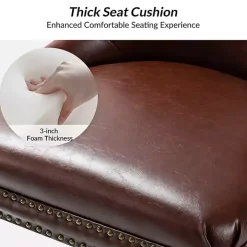 Brown Faux Leather Rocking Office Chair