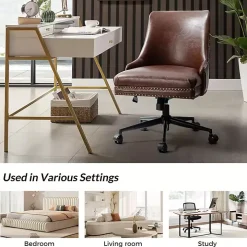 Brown Faux Leather Rocking Office Chair