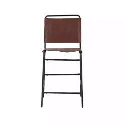 Brown Faux Leather Sling Counter Stool