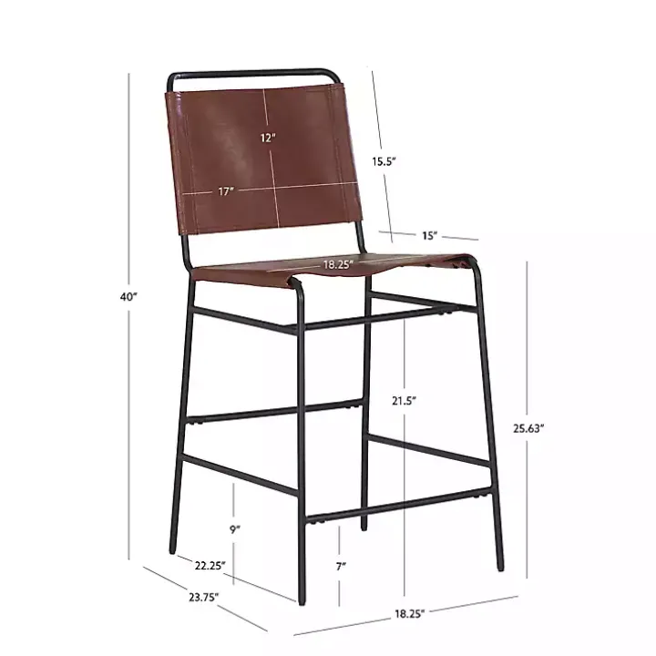 Brown Faux Leather Sling Counter Stool