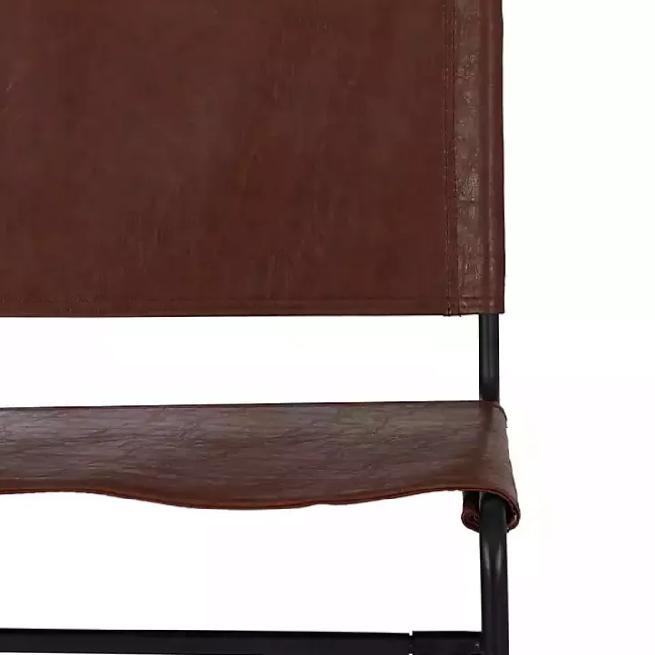 Brown Faux Leather Sling Counter Stool