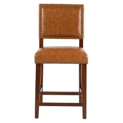 Brown Faux Leather Square Classic Counter Stool