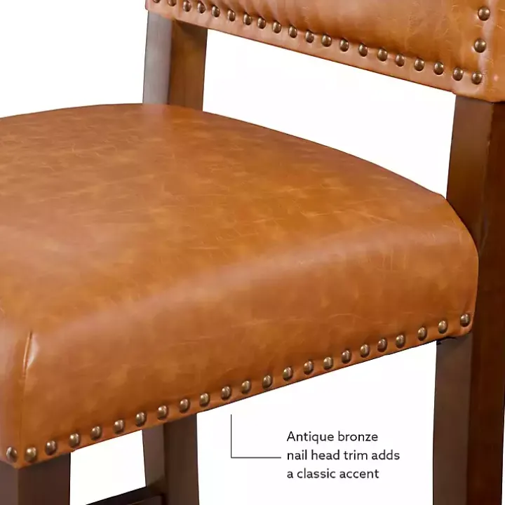 Brown Faux Leather Square Classic Counter Stool