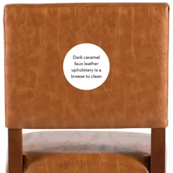 Brown Faux Leather Square Classic Counter Stool