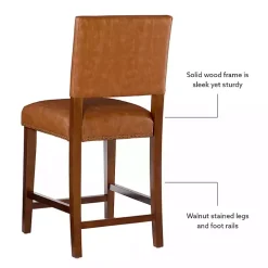 Brown Faux Leather Square Classic Counter Stool
