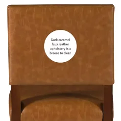 Brown Faux Leather Square Classic Bar Stool