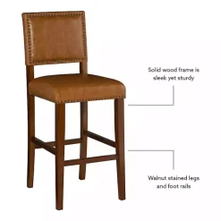 Brown Faux Leather Square Classic Bar Stool