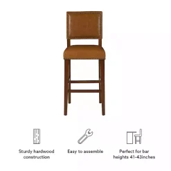 Brown Faux Leather Square Classic Bar Stool