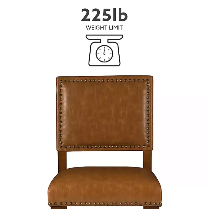 Brown Faux Leather Square Classic Bar Stool