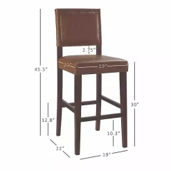 Brown Faux Leather Square Classic Bar Stool