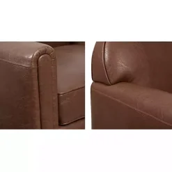 Brown Faux Leather Swivel Club Chair