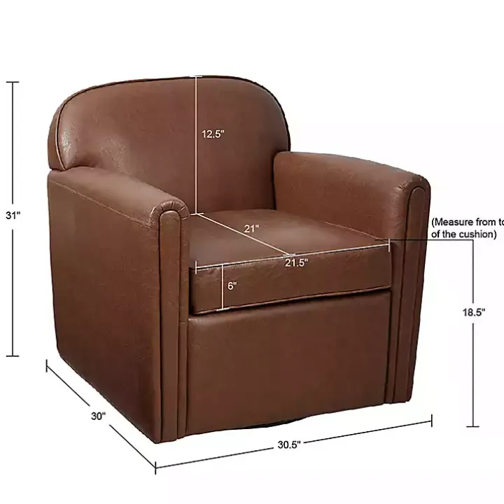 Brown Faux Leather Swivel Club Chair