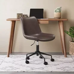 Brown Faux Leather Swivel Office Chair