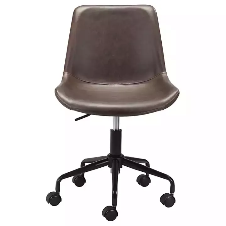 Brown Faux Leather Swivel Office Chair
