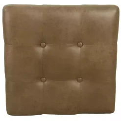 Brown Faux Leather Tufted X-Frame Bench