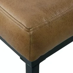 Brown Faux Leather Tufted Button Bench