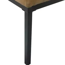 Brown Faux Leather Tufted Button Bench