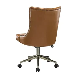 Brown Faux Leather Tufted Back Office Chair