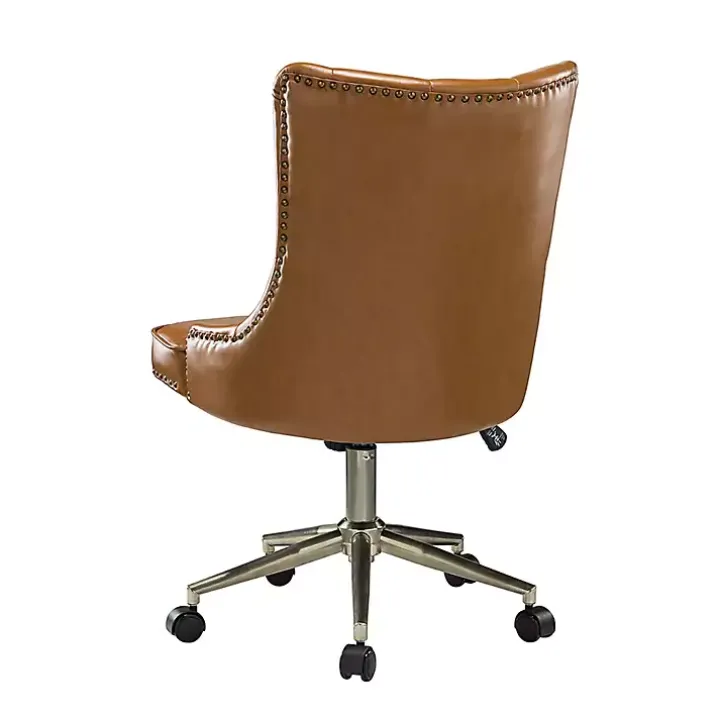 Brown Faux Leather Tufted Back Office Chair