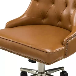 Brown Faux Leather Tufted Back Office Chair