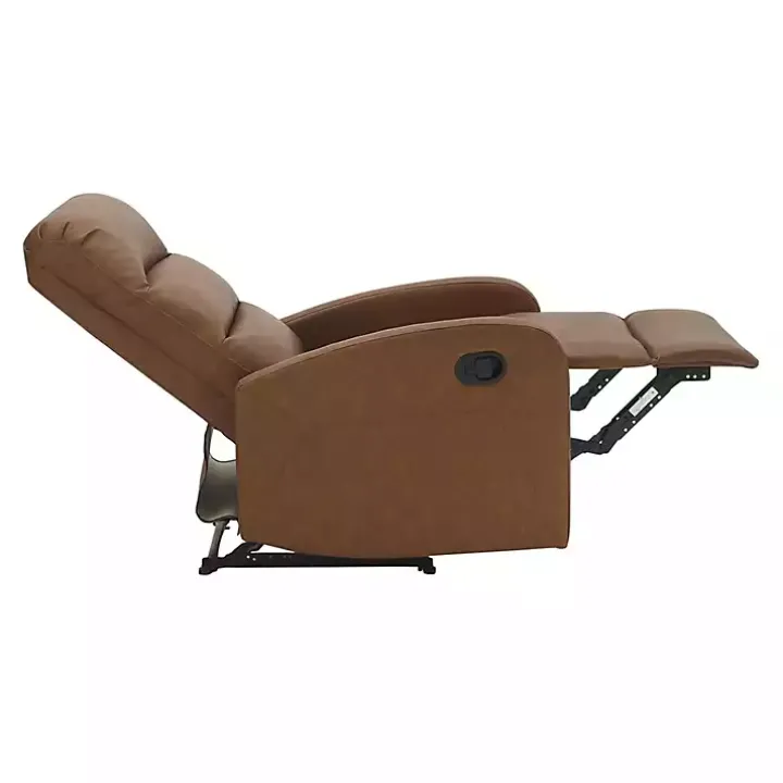 Brown Faux Leather Upholstered Slim Recliner