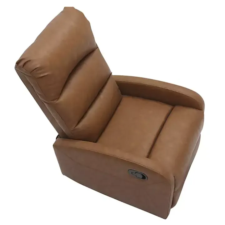 Brown Faux Leather Upholstered Slim Recliner