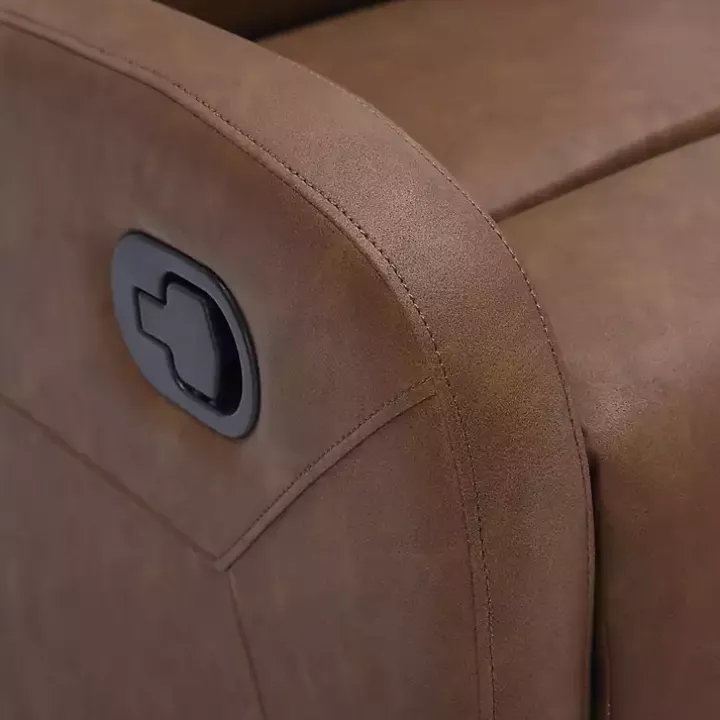 Brown Faux Leather Upholstered Slim Recliner