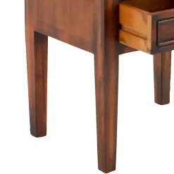Brown Fir Wood Tiered Side Table