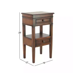 Brown Fir Wood Tiered Side Table