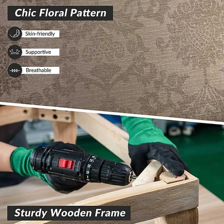 Brown Floral Brocade Wingback Ella Armchair