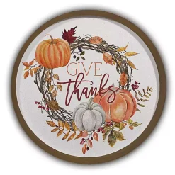 Brown Give Thanks Pumpkin Wreath Wall Plaque
