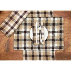 Brown Harvest Plaid Table Runner