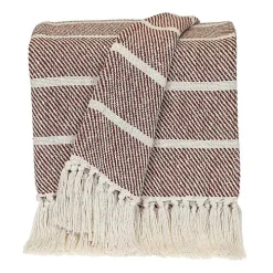 Brown Herringbone Striped Throw