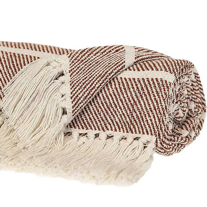 Brown Herringbone Striped Throw