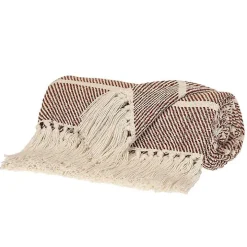 Brown Herringbone Striped Throw