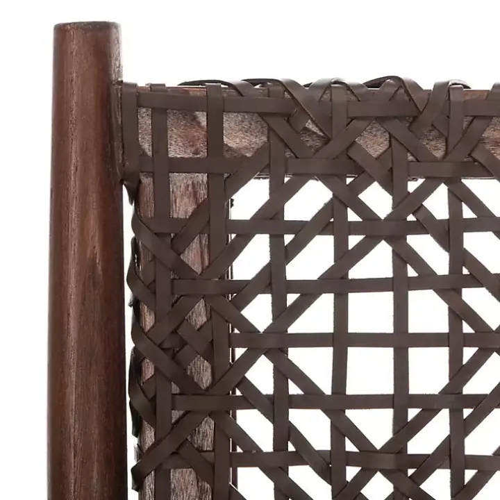 Brown Leather Woven Accent Chair