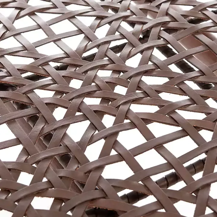 Brown Leather Woven Accent Chair