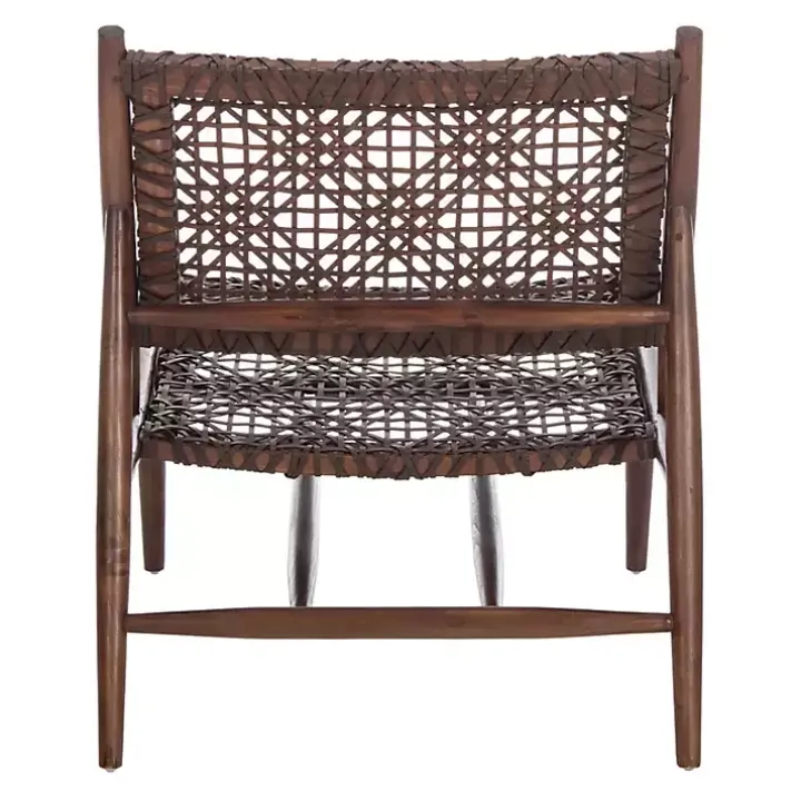 Brown Leather Woven Accent Chair