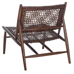 Brown Leather Woven Accent Chair