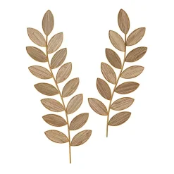 Brown Metal and Reed Leaf Wall Plaques, Set of 2