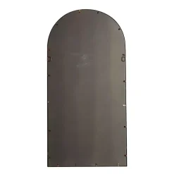 Brown Metal Arch Frame Windowpane Wall Mirror