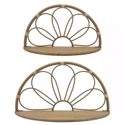 Brown Metal Arched Flower Wall Shelves, Set of 2
