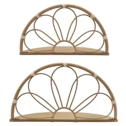 Brown Metal Arched Flower Wall Shelves, Set of 2