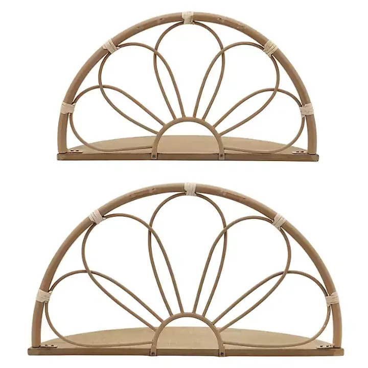 Brown Metal Arched Flower Wall Shelves, Set of 2