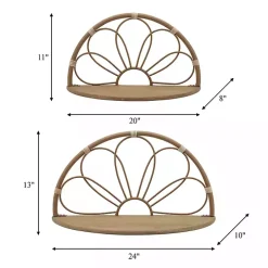 Brown Metal Arched Flower Wall Shelves, Set of 2