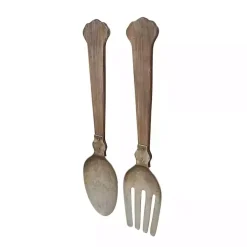 Brown Metal Utensils Wall Plaques, Set of 2