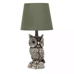 Brown Owl and Green Shade Table Lamp