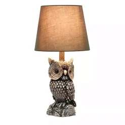 Brown Owl and Green Shade Table Lamp
