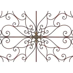 Brown Patina Metal Floral Crest Wall Plaque
