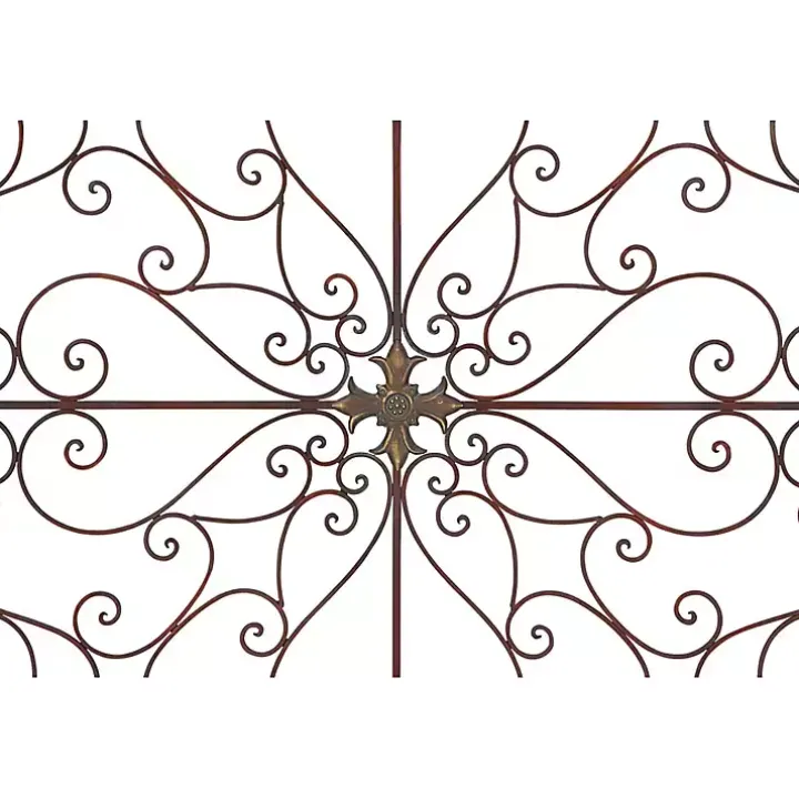 Brown Patina Metal Floral Crest Wall Plaque